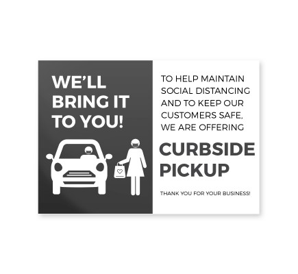 Curbside Pick Up Window Cling  6" x 4" Black Pack of 25 